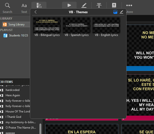 VerseBridge themes inside ProPresenter